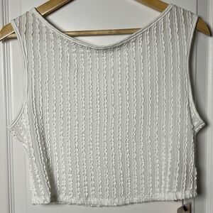 Chic White Textured Crop Top